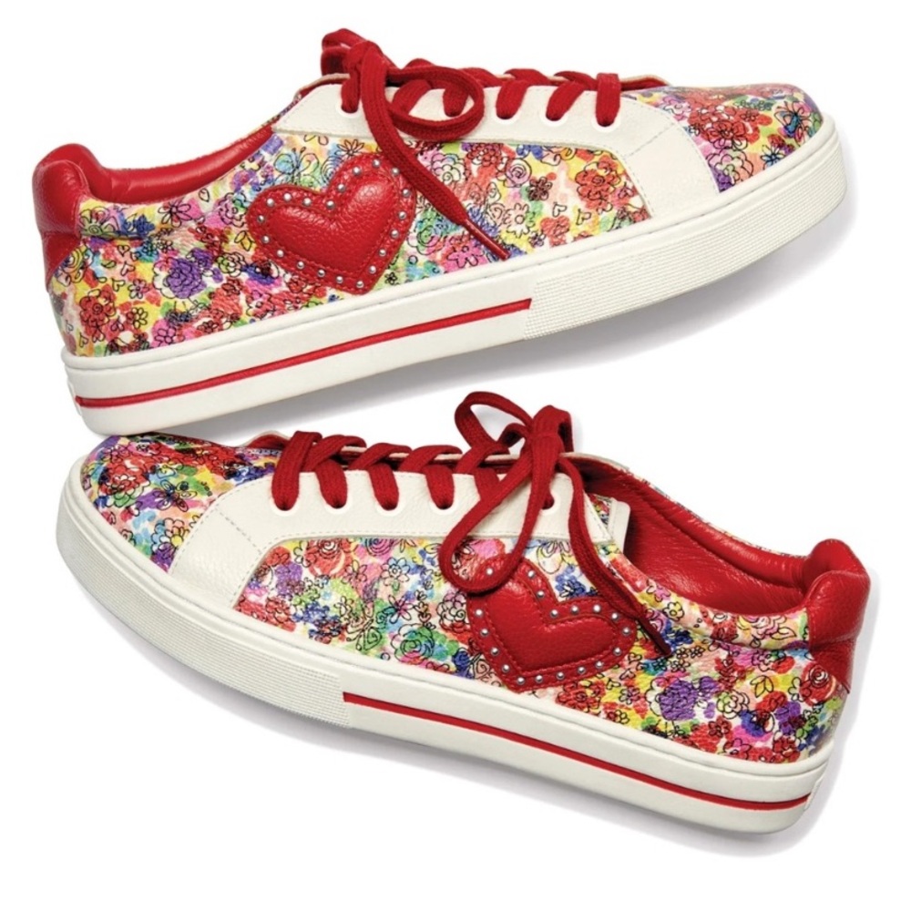 Brighton Blooms Colorful Heart Sneakers 9 $265